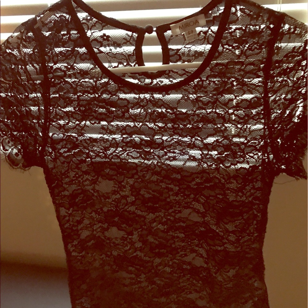 Black lace see through top