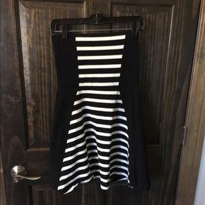 Black and white strapless dress