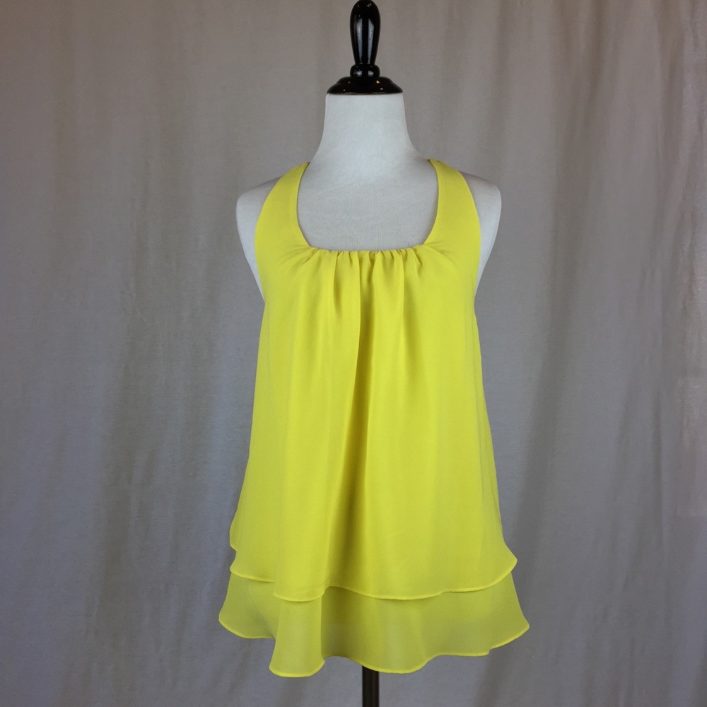 Naked Zebra Yellow Ruffle Back Tank Top