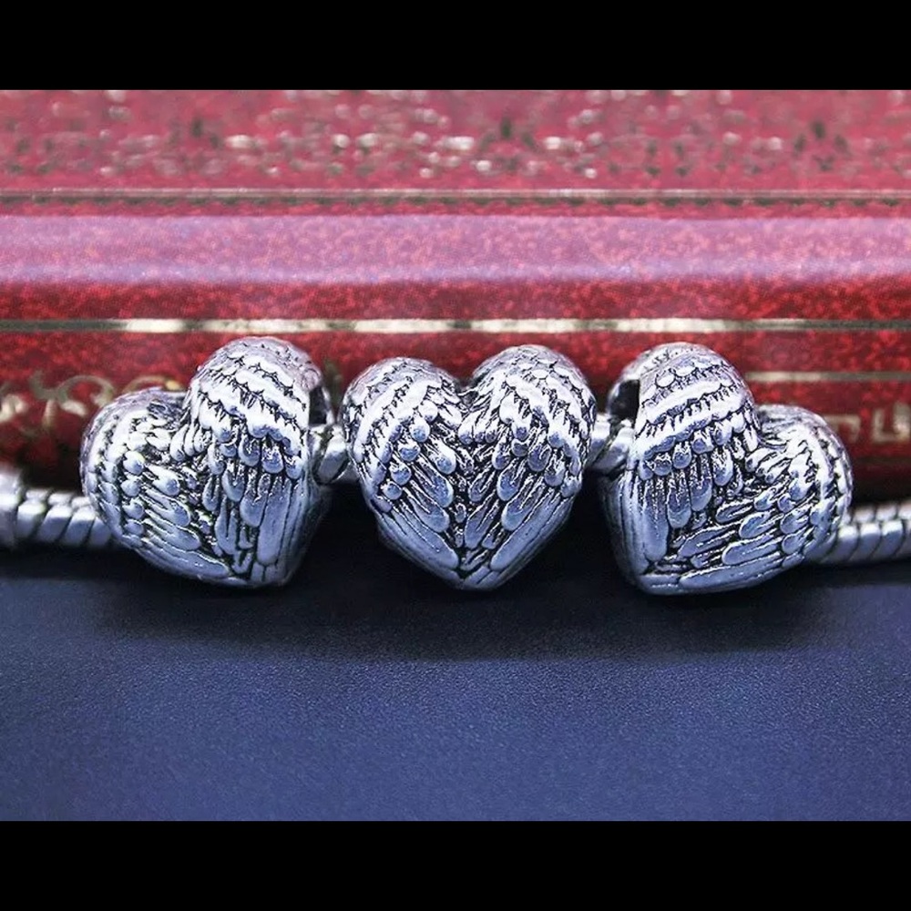 Heart Silver Plate 925 Stamped Charm Bracelet