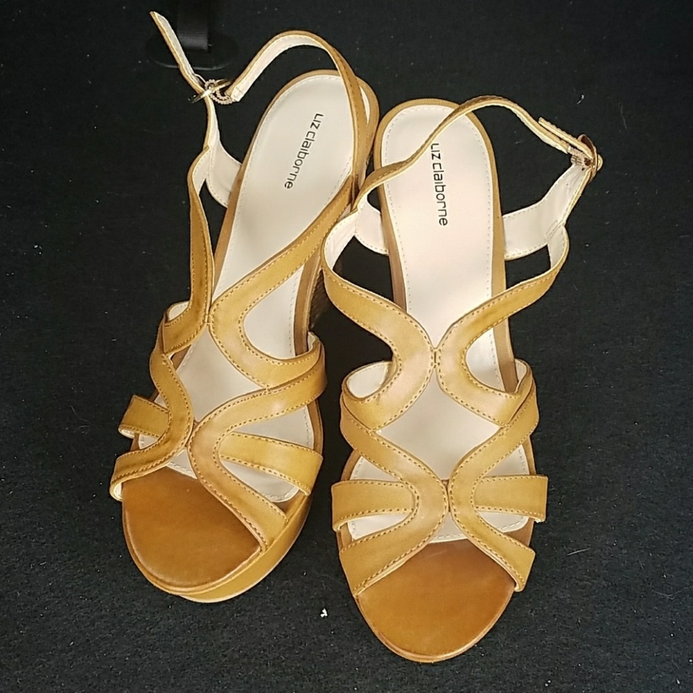 Liz Claiborne tan wedge sandles