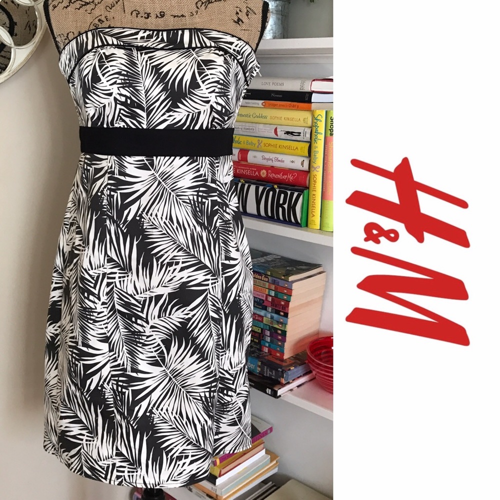 H&M strapless black and white dress