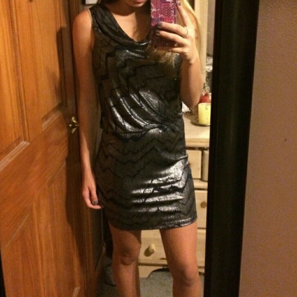NAVY METALLIC DRESS