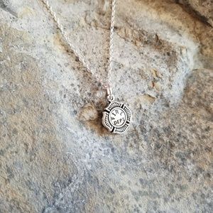 Fireman, firefighter, Maltese cross charm necklace