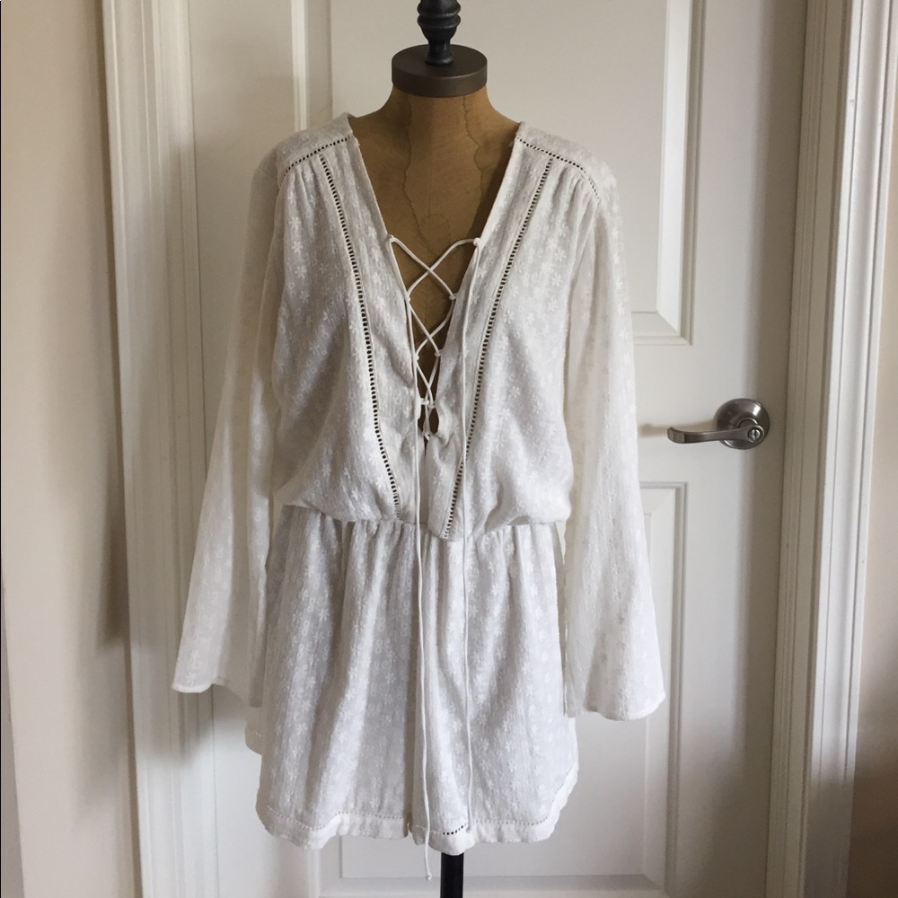 Wayf lace-up front romper