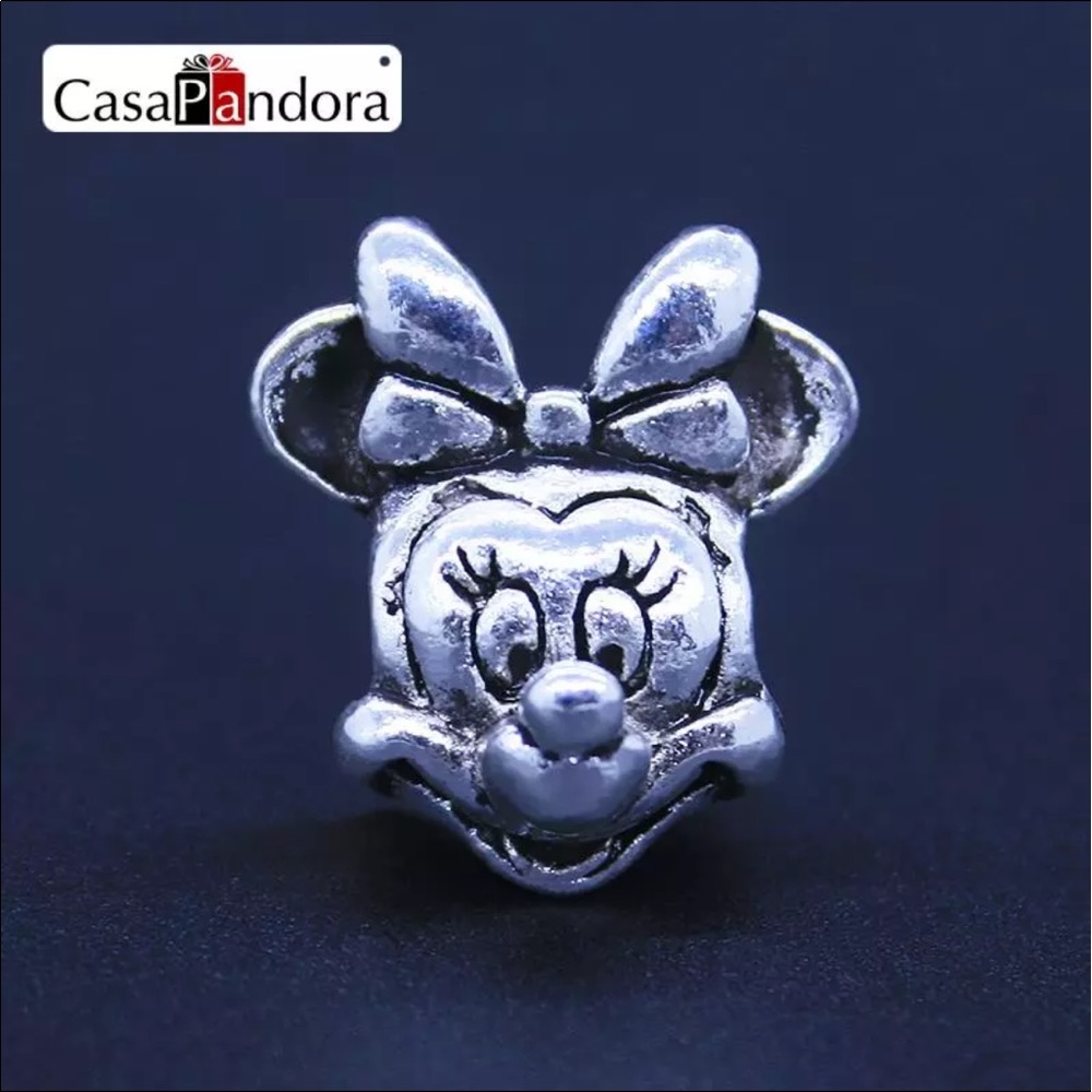 Silver Plate Minnie Mouse Slider Charm .925 Stamp