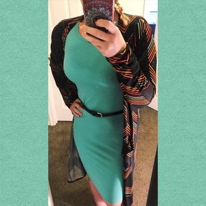 Lularoe Medium Solid Aqua Julia midi dress NWOT