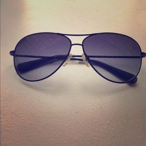 Navy Tory Burch logo lens aviators