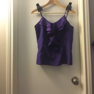 Miley Cyrus Max Azria ruffled tank top purple.