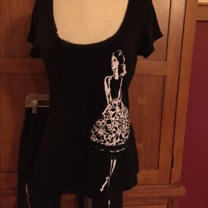 Short sleeved embellished tee shirt.