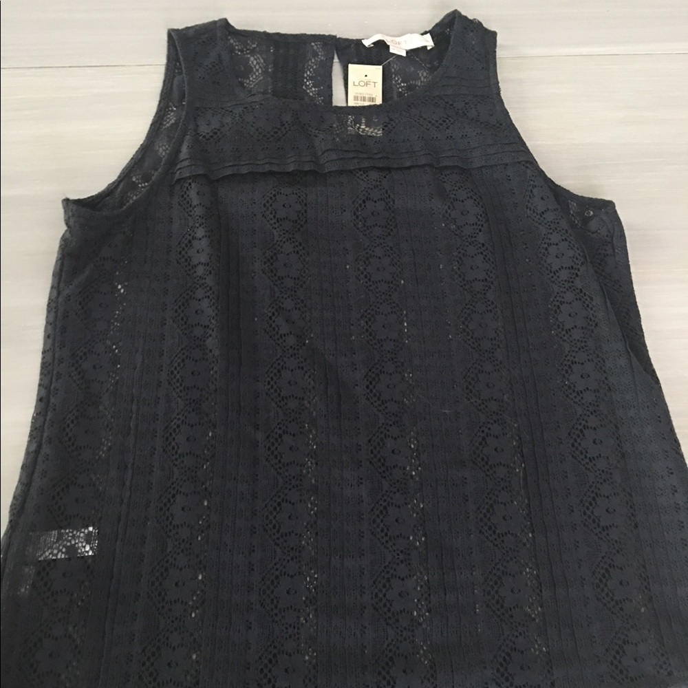 New WithTags Navy Lacy Ann Taylor Loft Top Size MP