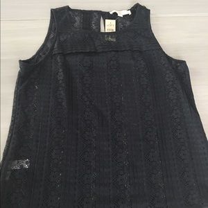 New WithTags Navy Lacy Ann Taylor Loft Top Size MP