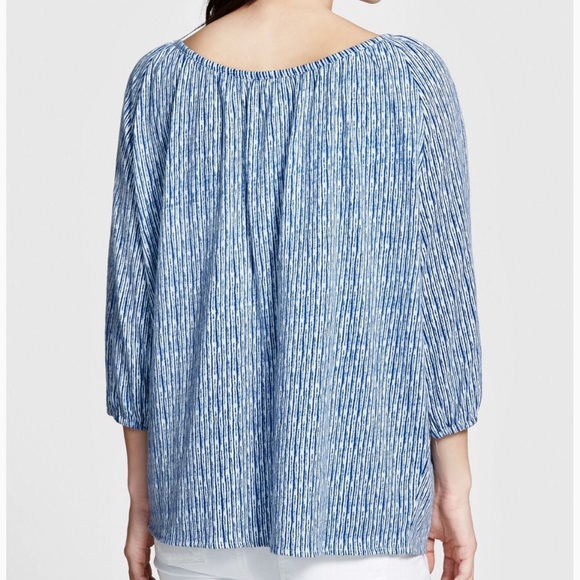 Soft Joie Blue Peasant V Neck Top - Picture 2 of 4