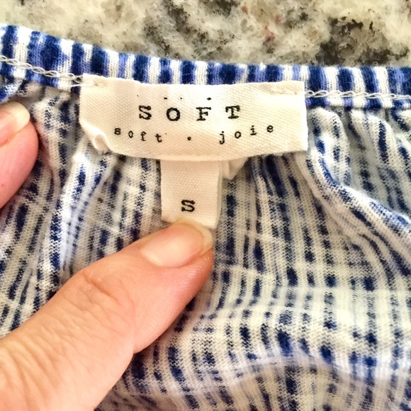 Soft Joie Blue Peasant V Neck Top - Picture 4 of 4