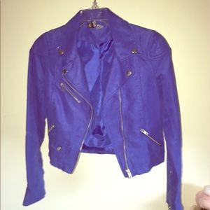 Suede Moto Jacket Royal Blue