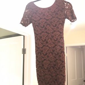 Chocolate lace fitted dress - bisou bisou
