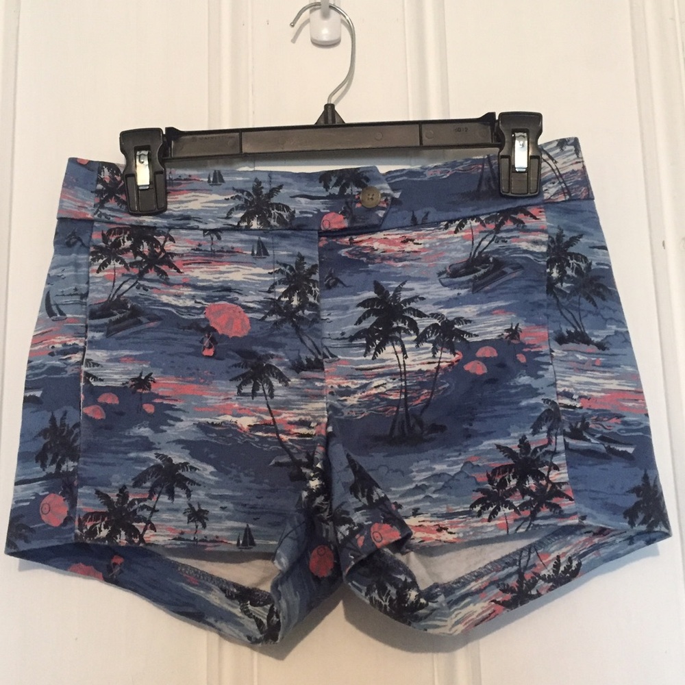 J. Crew Shorts - Blue Pink Tropical Print Cotton