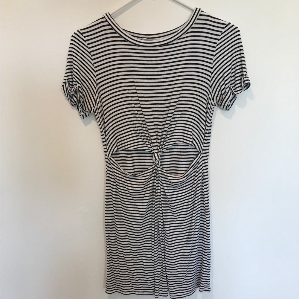 Striped Dress with Cutouts