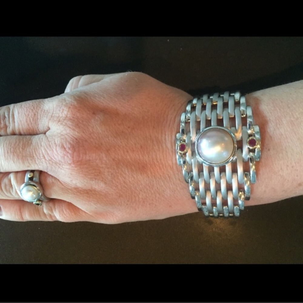 Sterling Silver and Ruby Ring and Bracelet set