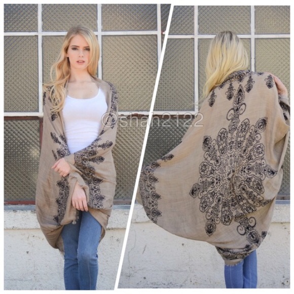Boho kimono scarf cover up trendy open sold - Picture 2 of 5
