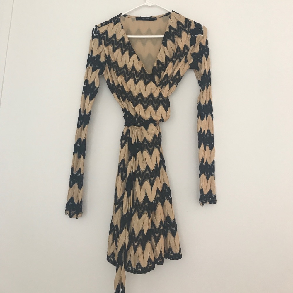 Gold and black Wrap Dress