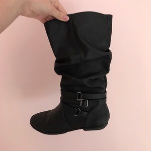 Black leather boots