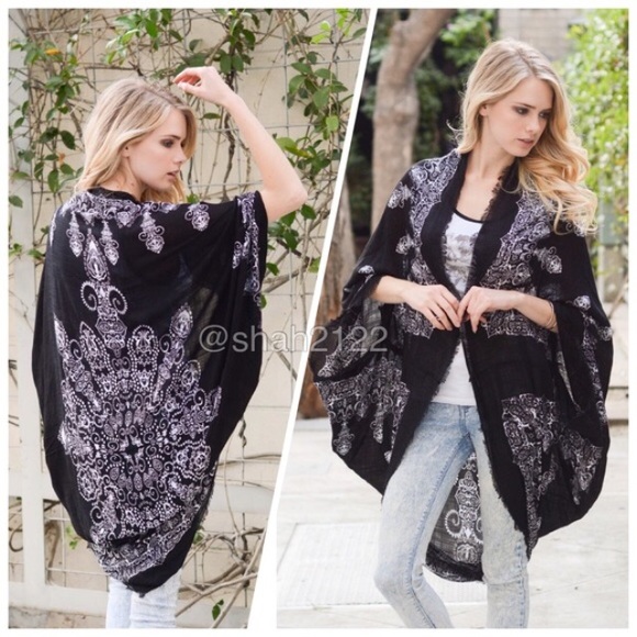 kimono scarf Mandala cocoon cardigan cape sold - Picture 3 of 4