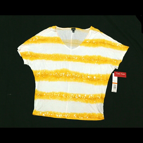RAFAELLA Tops - 💕NEW💕RAFAELLA YELLOW & WHITE SEQUIN TOP