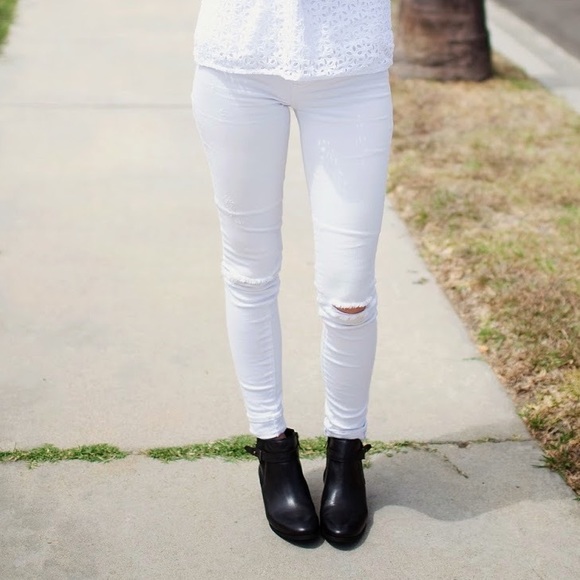 dittos Denim - Dittos skinny, low rise, white ripped jeans