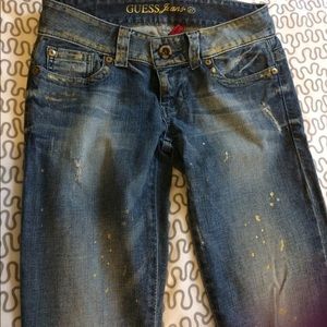 Y2K gold painted Guess jeans