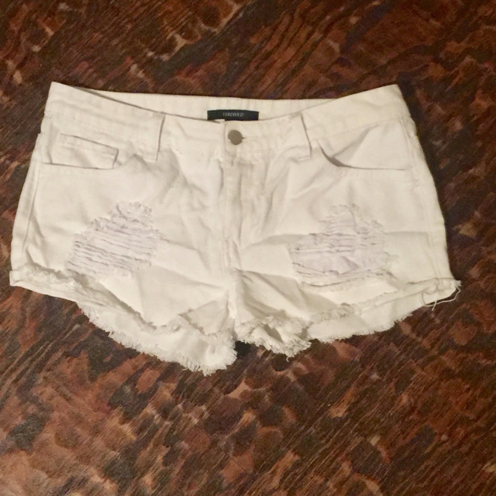 White cutoff shorts