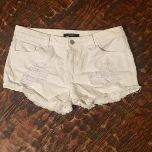 White cutoff shorts