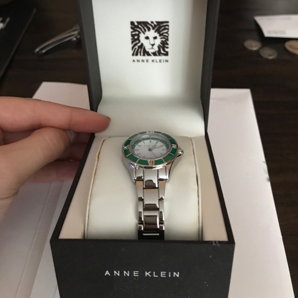 Anne Klein Stainless Steel Watch with Green Face.