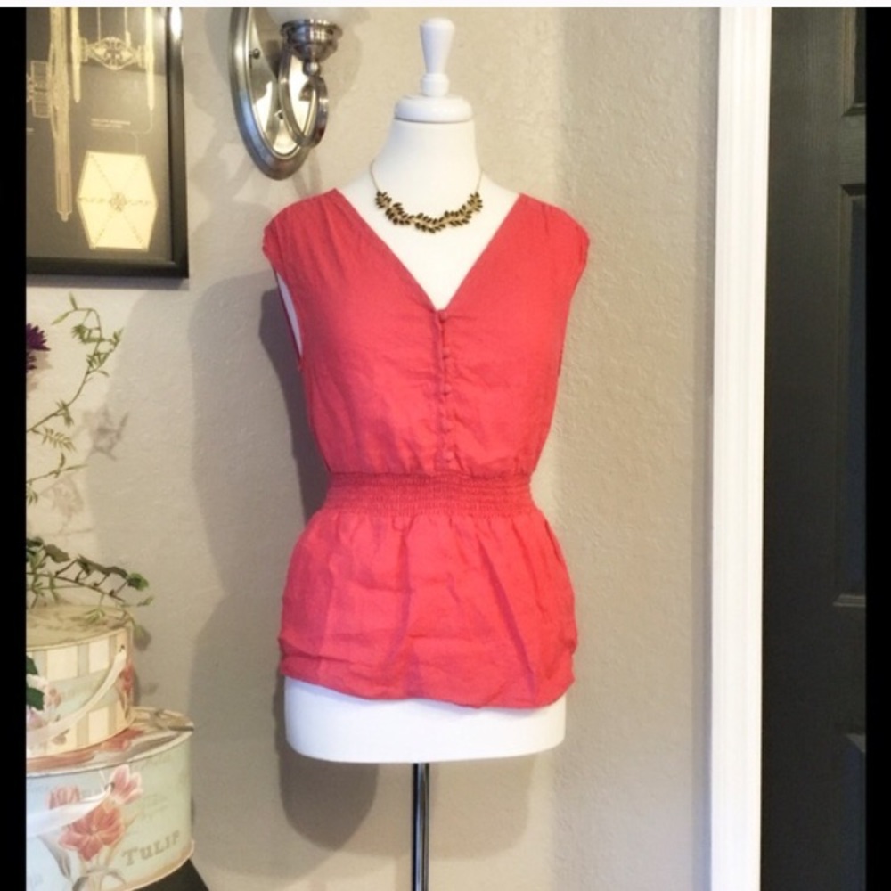4/$20 Coral Banana Republic Linen Top Size XS - Picture 1 of 4