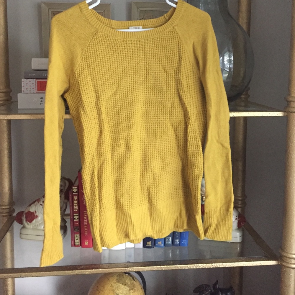 J. Crew Mustard waffle sweater