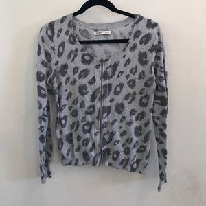 💥Sale💥 Gray Leopard Print Zip Cardigan