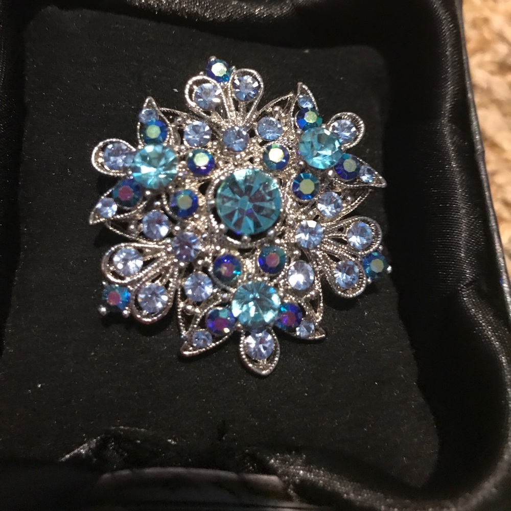 Blue Crystal brooch