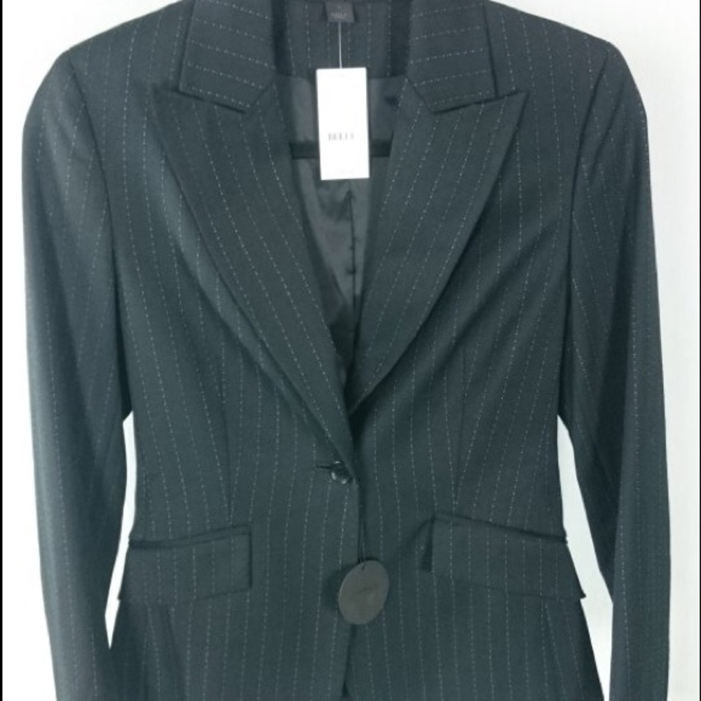 Express pinstriped suit jacket, black