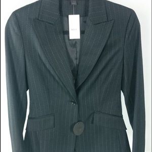 Express pinstriped suit jacket, black