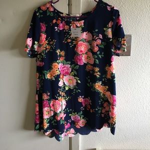 Navy and Floral Top