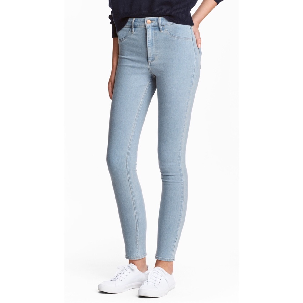 H & M Skinny High Ankle Jeans Light Denim Blue