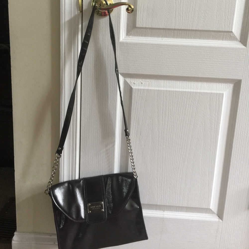 Nine West patent grey envelope cross body bag NWOT