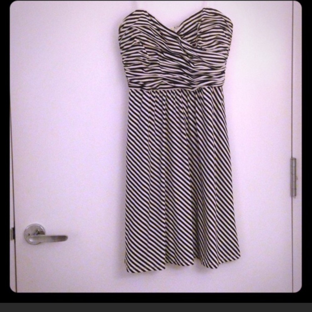 BCBGMaxAzria black and white striped strapless