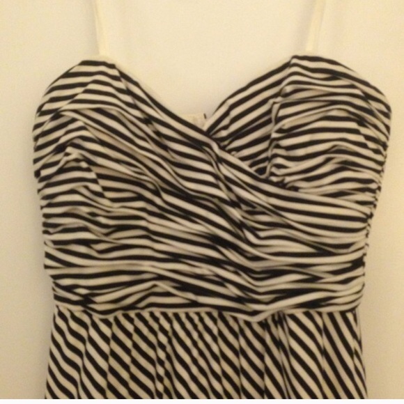 BCBGMaxAzria black and white striped strapless - Picture 2 of 3