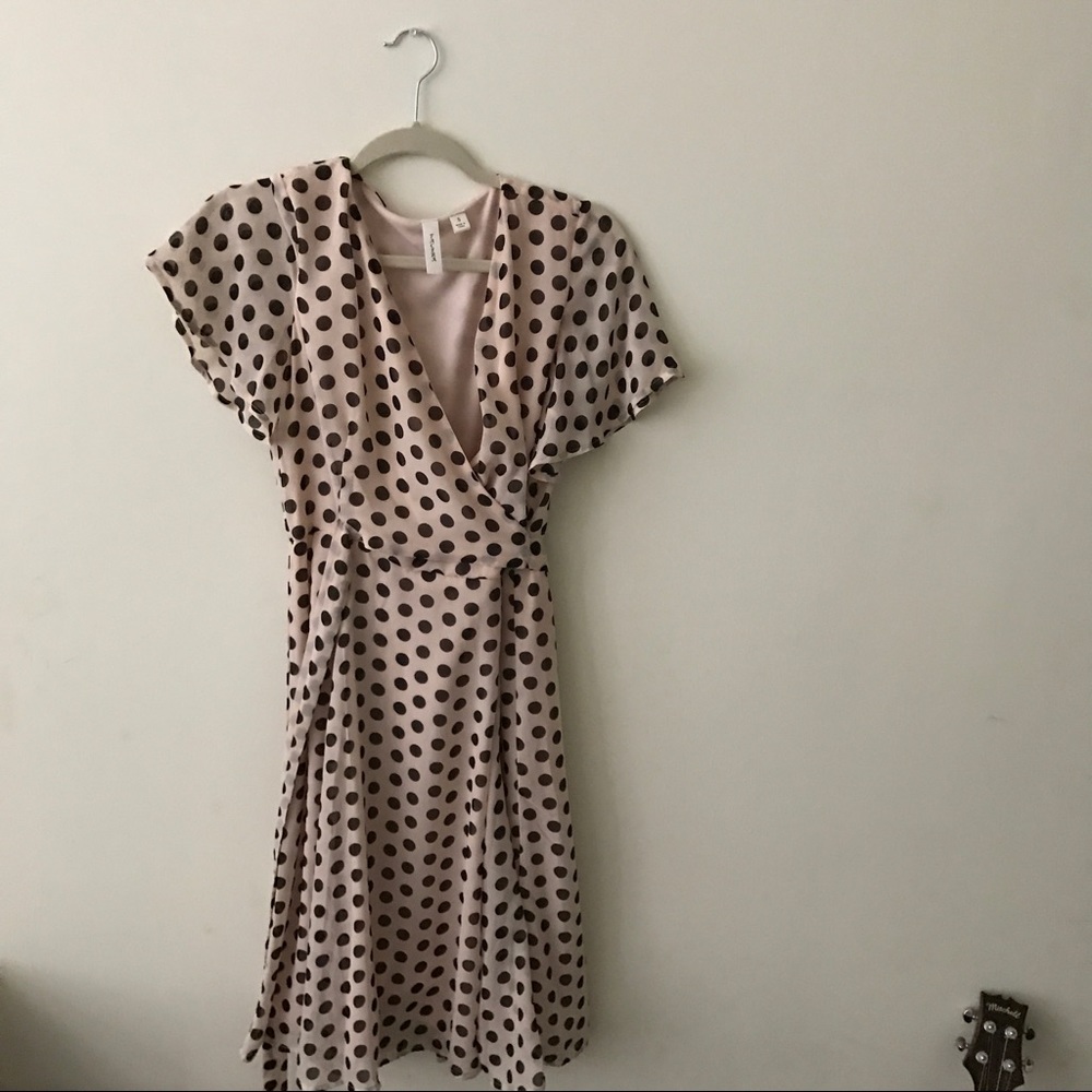 TACERA Polka Dot Plunge Wrap Dress