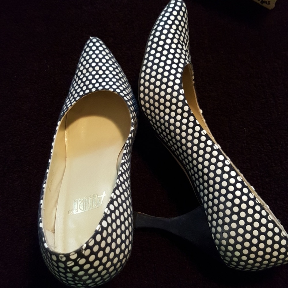 Allure Blue & White Polka Dot Pumps.