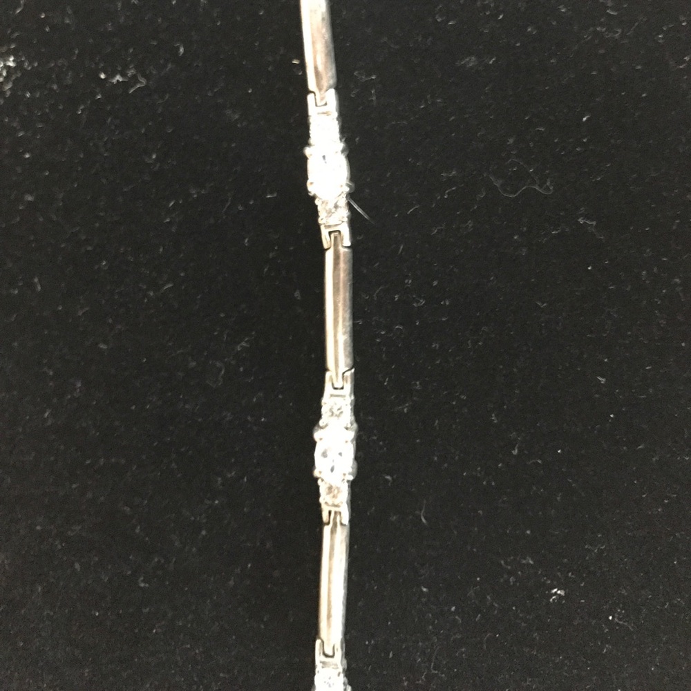 White crystal  silver tone bracelet