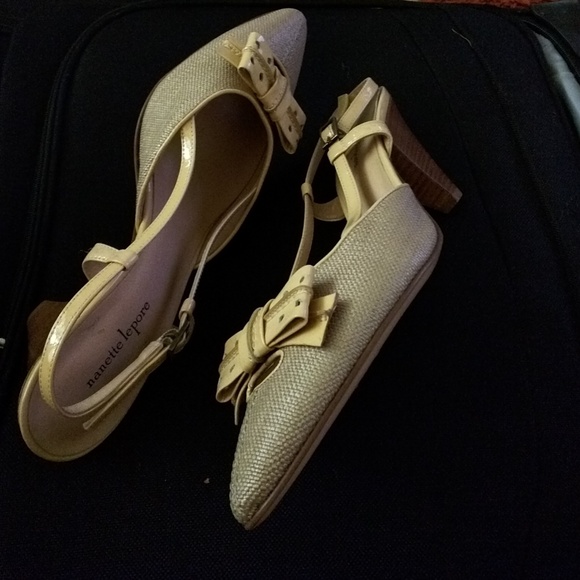 Nanette Lepore nude strappy work pump block heel - Picture 4 of 6