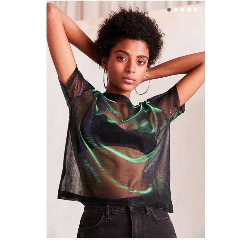 Urban Outfitters Gold & Silver Shimmer Mesh Tee