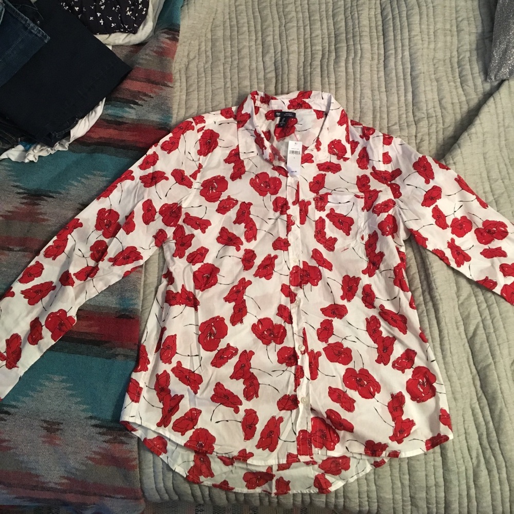 Gap Red Poppy dress shirt NWT